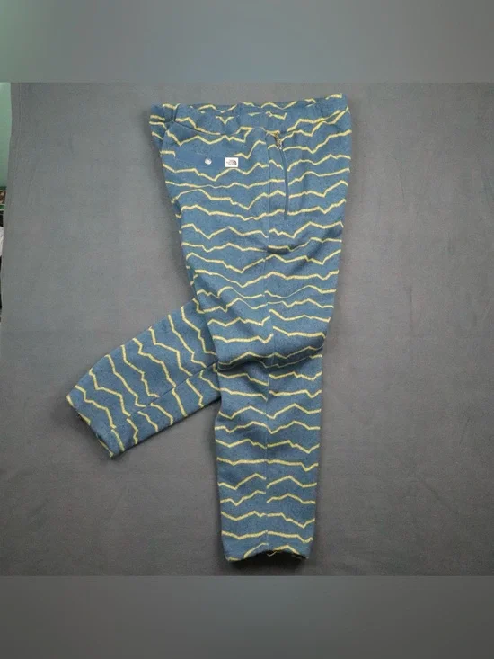 The North Face Knit Fleece Joggers Pants Blue Yellow Waves Men's Size XL