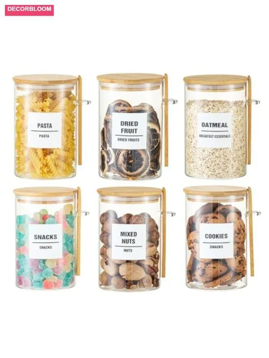 6 Pack 32oz Glass Jars with Bamboo Lids, Airtight Food Storage Canisters