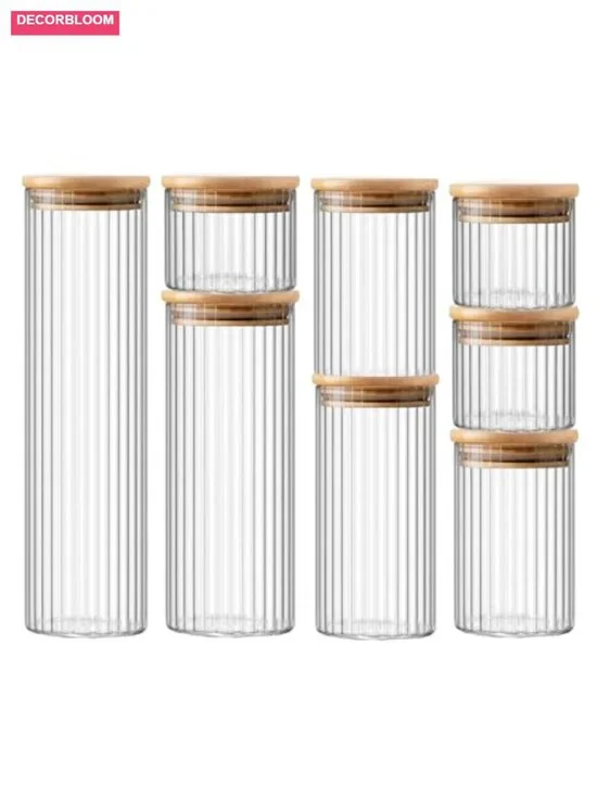 Glass Jars with Bamboo Lids - Airtight Food Canisters, Stackable Kitchen