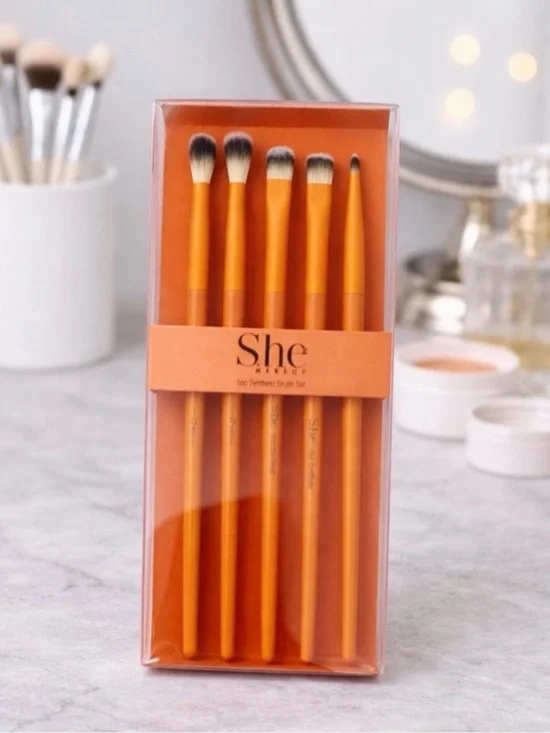 SHE  Makeup Orange Synthetic Brush Set - 5 Piece