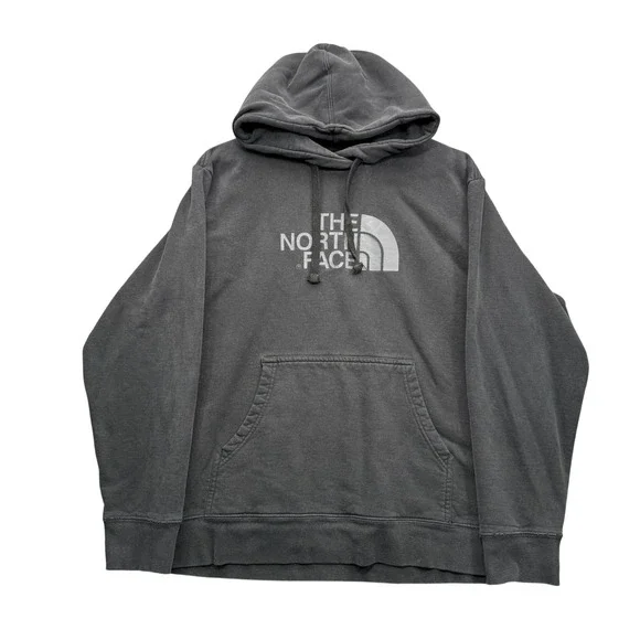 The North Face Graphic Logo Hoodie Mens XL Charcoal Gray Long Sleeve Outdoor