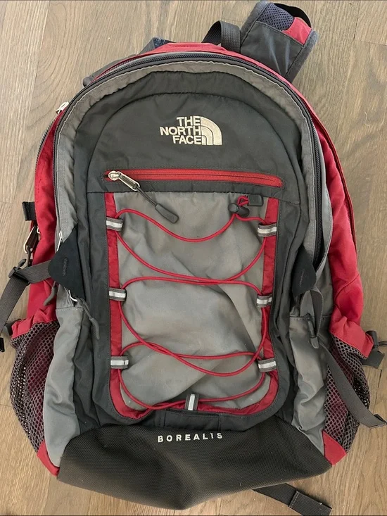 The North Face Borealis Backpack in Red and Gray