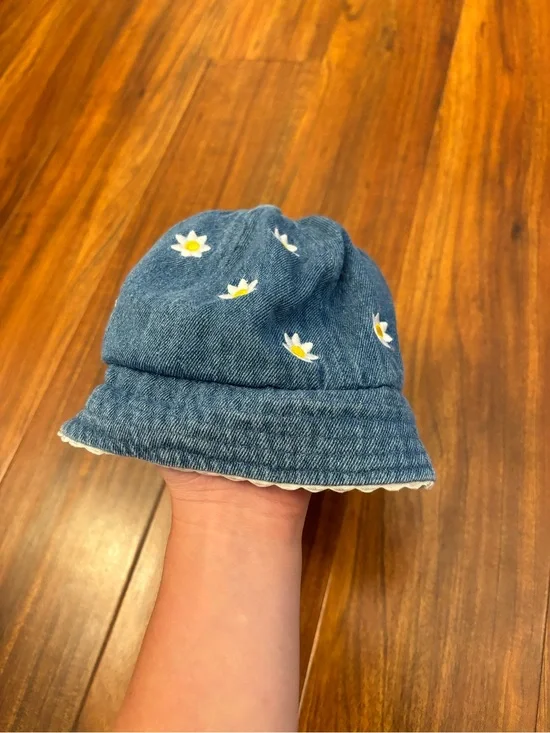 ABC Accessories Denim Embroidered Flowers Vintage Baby Hat