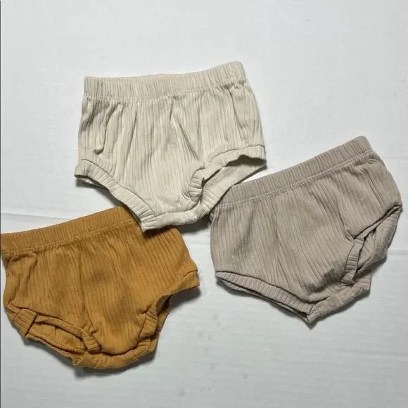 Cloud Island set of 3 Neutral cotton ribbed diaper covers size 0-3 months NWOT