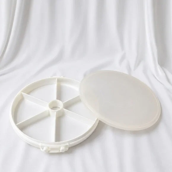 Vintage Tupperware 12 Inch Divided Pie Carrier White Lid 405-1 224-9 Round‎