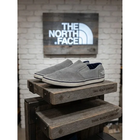 The North Face Base Camp Grey Suede Ripstop Slip On Sneakers Mens Trail Shoes