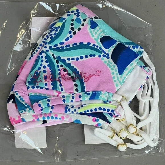 Lilly Pulitzer Resort Prints Kids Face Mask Set Of 3 New Adjustable