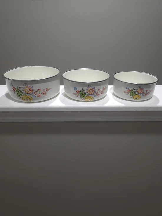 Vintage Kobe Floral Porcelain Mixing Bowl Set - 3 Pc