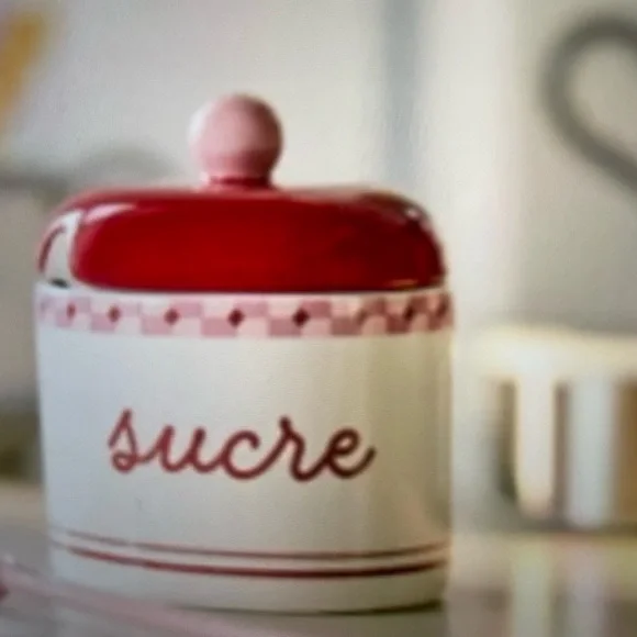❤️ ANTHROPOLOGIE Café Violette Handpainted PINK Stoneware Sugar Bowl