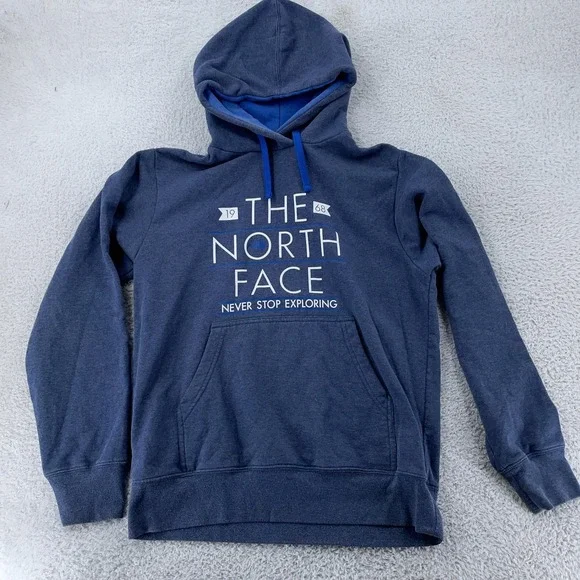 The North Face Hoodie Mens Medium Navy Blue Never Stop‎ Exploring Sweatshirt