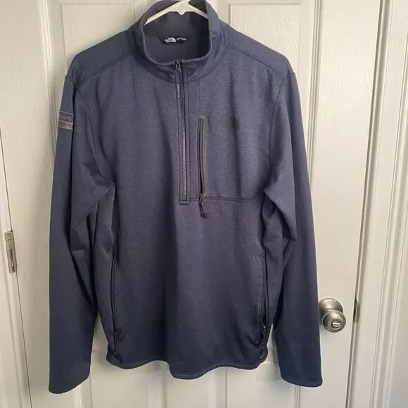 North Face Shirt Mens M Skyline 1/4 Zip Fleece Pullover TNF Navy Blue Pockets