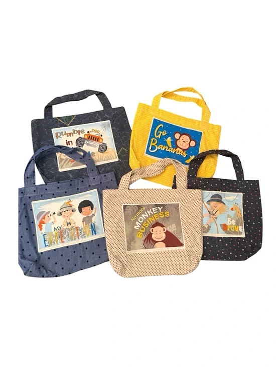Handmade Totes Bundle of (5) Kids Totes Jungle Safari Zoo Theme Party Favors