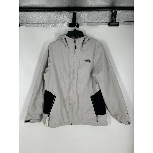 The North Face Dryvent Rain Jacket Women Large Grey Windbreaker Hooded Softshell
