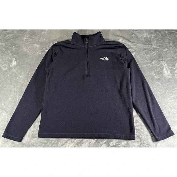 The North Face Sweater Mens Large Navy Blue Long Sleeve 1/4 Zip Fleece Pullover