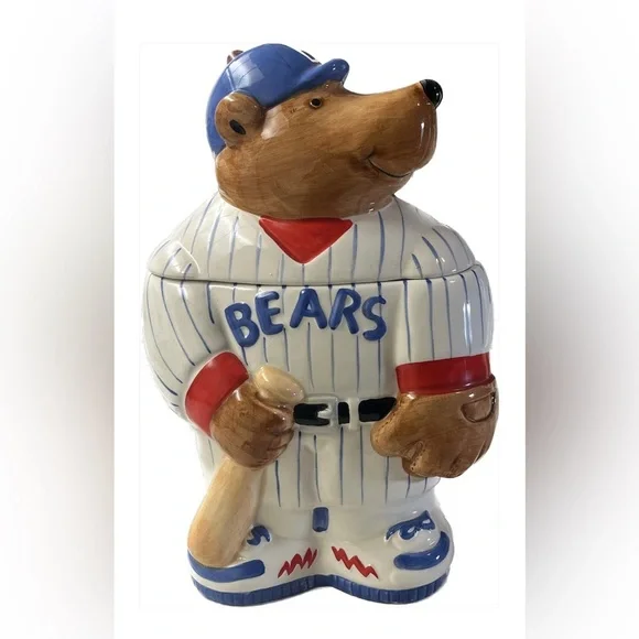 Certified International Baseball Bear Cookie Jar CoCo Dowley VTG Rare 12” EUC