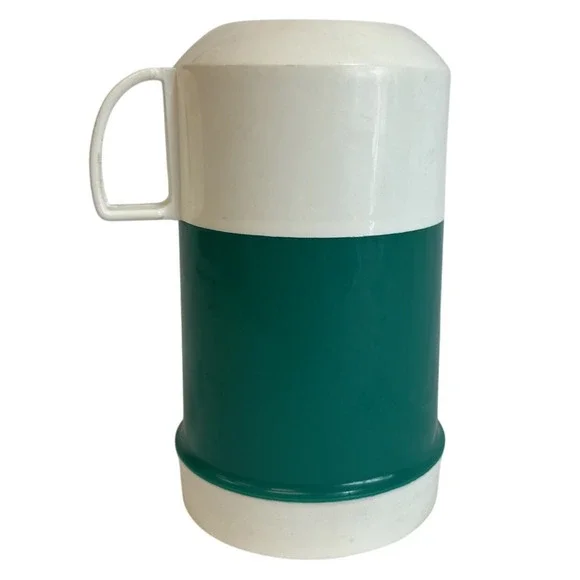 Vintage Thermos Green and‎ White Insulated Beverage Container Hot Cold