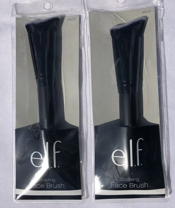 Elf Makeup Brush Black Sculpting Face Brush Ultra Fine Synthetic Lot of Two