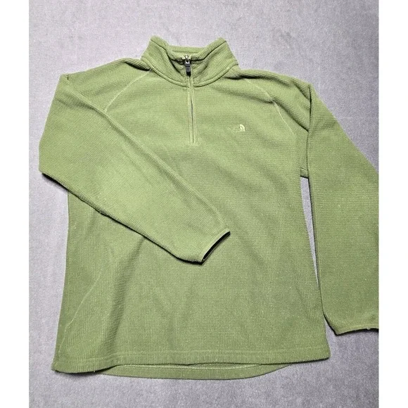 The North Face Sweater Mens Large‎ Green 1/4 Zip Pullover Long Sleeve Outdoor