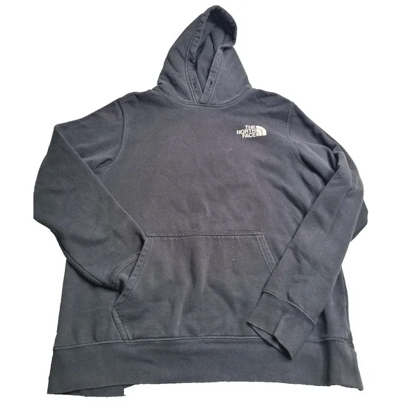 The North‎ Face Men's Black Hooded Sweatshirt Large Logo Hiking Outdoors