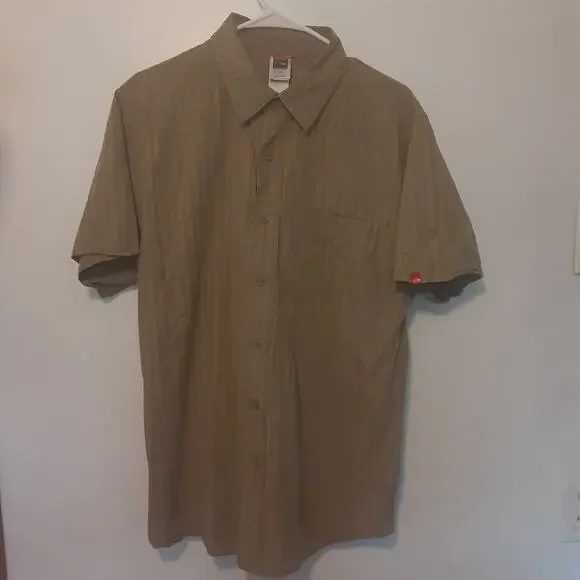 THE NORTH FACE Mens Short Sleeve Casual Beige Button Up Shirt Size L Outdoors