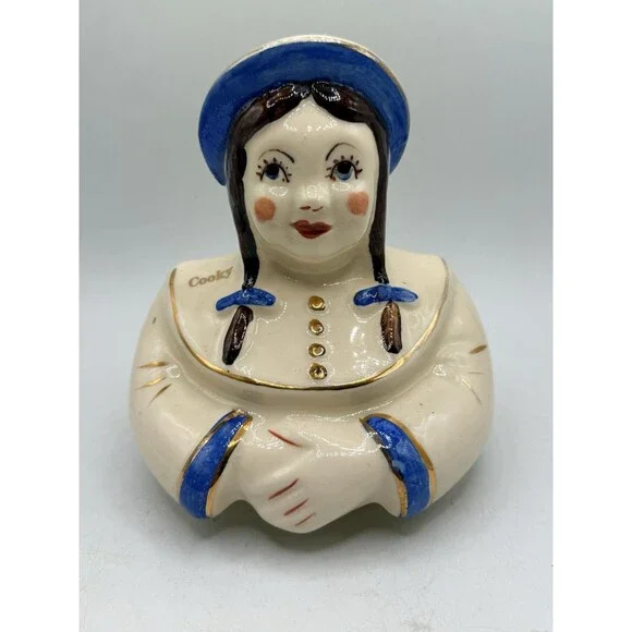 Shawnee Pottery Cooky Dutch Girl Cookie Jar LID ONLY w/ Gold Trim