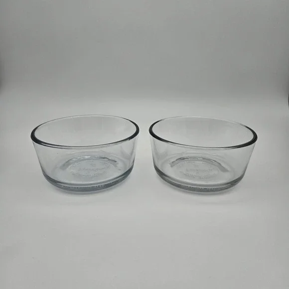 Pyrex Glass Bowls 2-Cup Clear Round Food Storage Containers 7200 No Lids