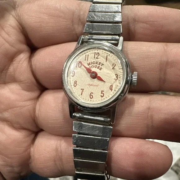 Working VTG Ingersoll Mickey Mouse 24mm Manual‎ Wind watch Unisex Fit 7in Rare