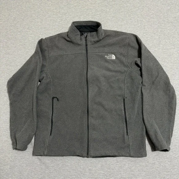 The North Face Mens Full Zip Fleece Jacket Gray Mock Neck‎ Size L Large
