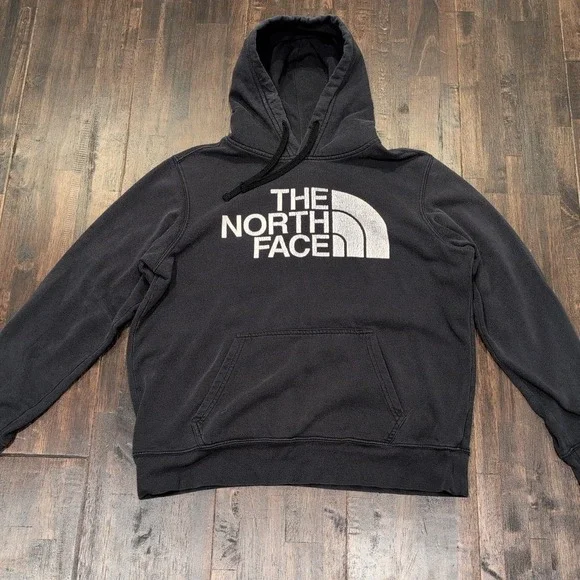 Vintage The North Face Black Hoodie Pullover Mens‎ Medium Soft Distressed Y2K