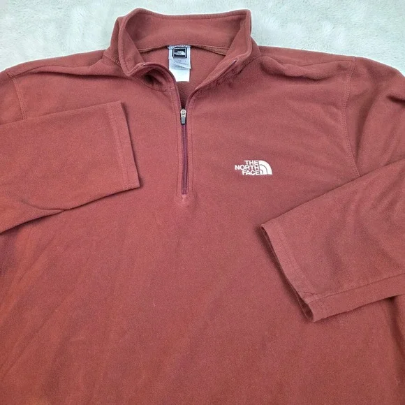 The North Face TKA 100 Fleece Pullover Mens L 1/4 Zip Lightweight Maroon Red
