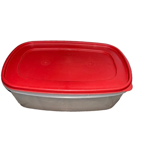 Vintage Rubbermaid 40 Cup 9.4L Clear Food Storage Container Red Lid USA Pantry