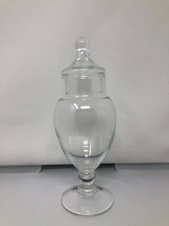 Vintage Clear Glass Lidded Apothecary Jar – 8 oz.