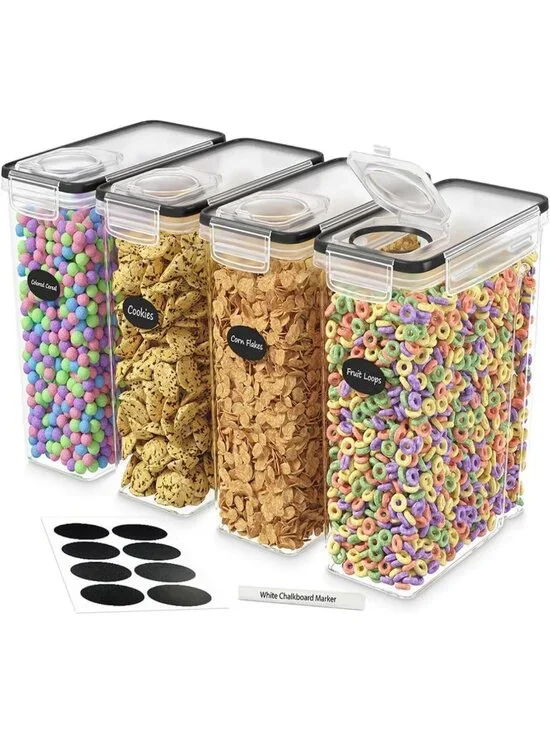 Airtight Cereal Storage Containers Set of 4 - Kitchen Organization Canisters