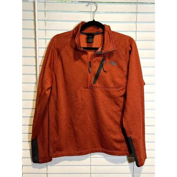 The North Face Mens Gordon Lyons Quarter Zip Fleece Pullover Orange‎ Heather M