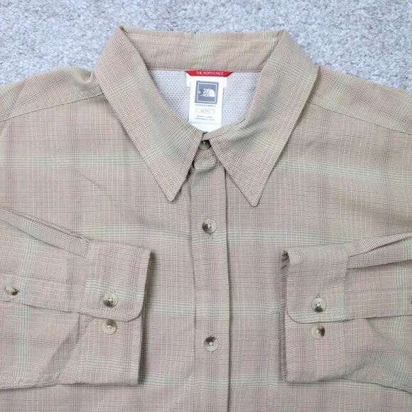 The North Face Shirt Mens XL Beige Modal/Polyester Long‎ Sleeve Button Hiking