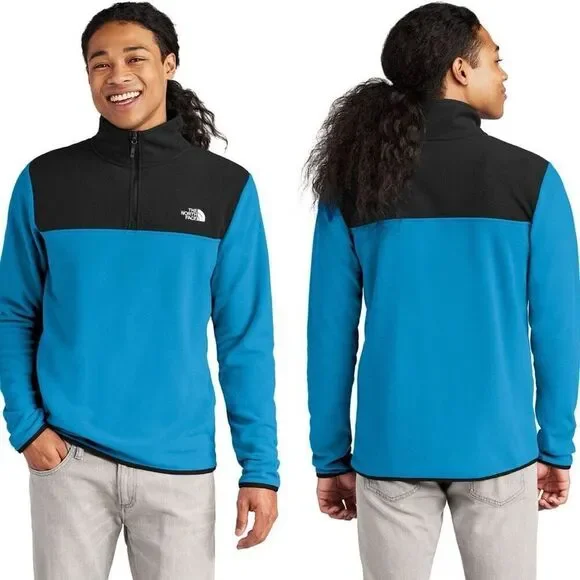 The North Face Blue Black Hero 1/4‎ Zip Fleece Large