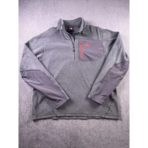 The North Face Fleece 1/4 Zip Men's L Gray Lightweight Chest Pocket‎ Hiking Logo