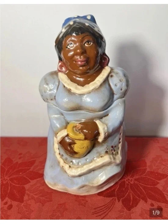 Blue Ceramic Southern Lady Cookie Jar - Decorative Kitchen Storage