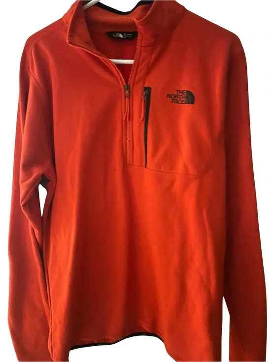 The North Face Orange Quarter-Zip Fleece Pullover mens med