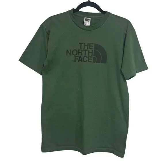 The North Face Green Logo T-Shirt Mens S 100% Cotton Crew Neck Short Sleeve‎