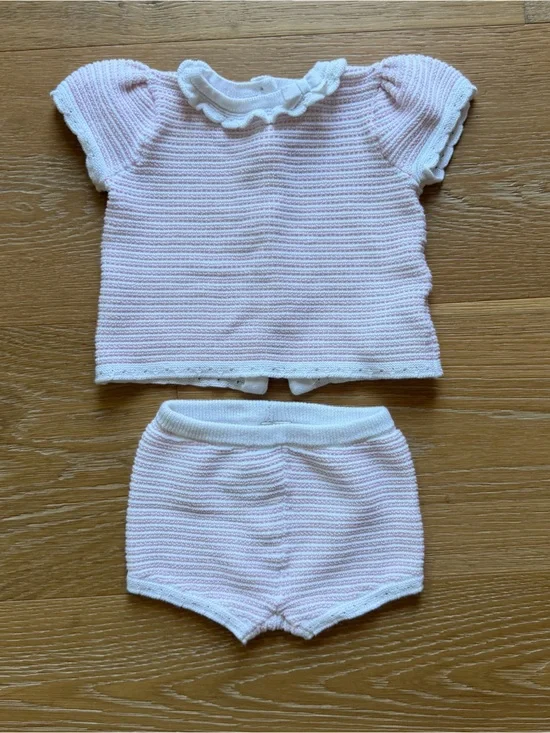 Janie and Jack - Girls Soft Pink Knit Top & Shorts Set