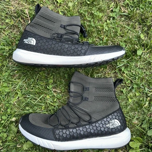 North Face Mens Touji Mid Lace Lightweight Sneaker Boot Black Green Size‎ 9