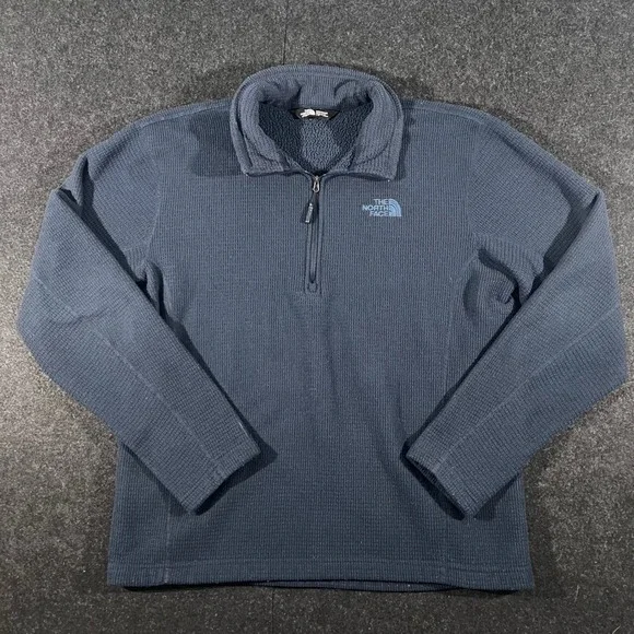 The North Face Fleece Pullover Mens L Blue Quarter Zip Waffle Knit Gorpcore