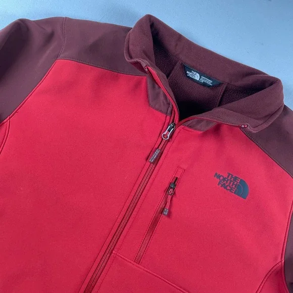 The North Face WindWall Softshell Jacket Mens Large Red Burgundy Full Zip Fleece