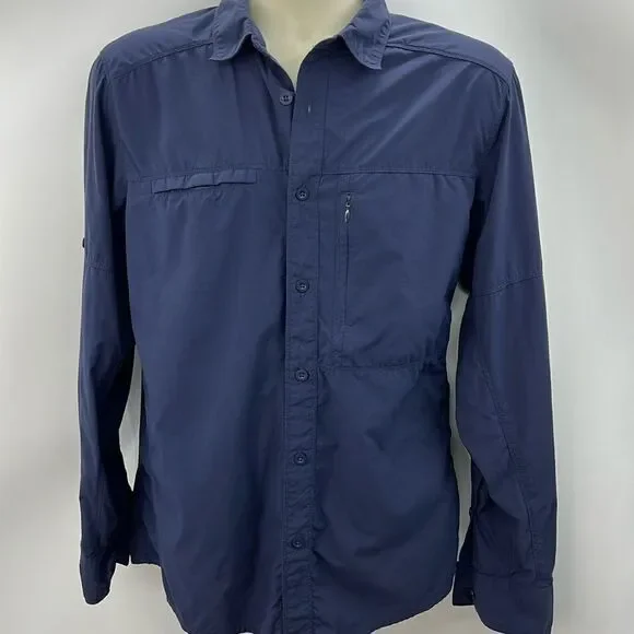 The North Face navy blue long sleeve fishing shirt medium