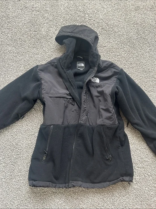 The North Face Black Hooded Fleece Jacket with Chest Panels
