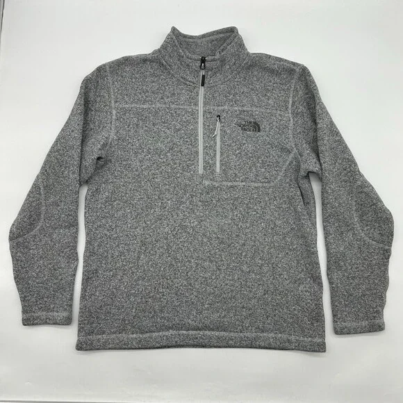 The North Face Gordon Lyons Mens Size Large Gray Fleece 1/4 Zip Pullover Sweater