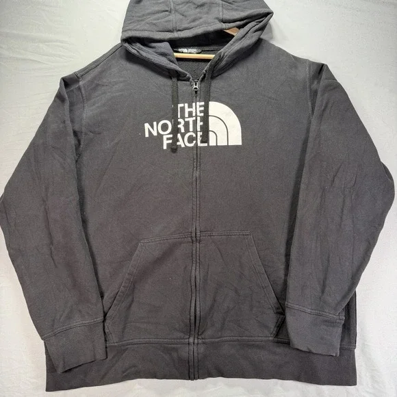 The North Face Full Zip Hoodie Mens 2XL Sweatshirt Big Logo Drawstring Y2K