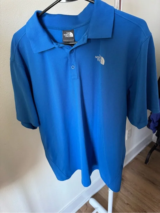 The North Face Polo Shirt Men's L Blue Short Sleeve Golf