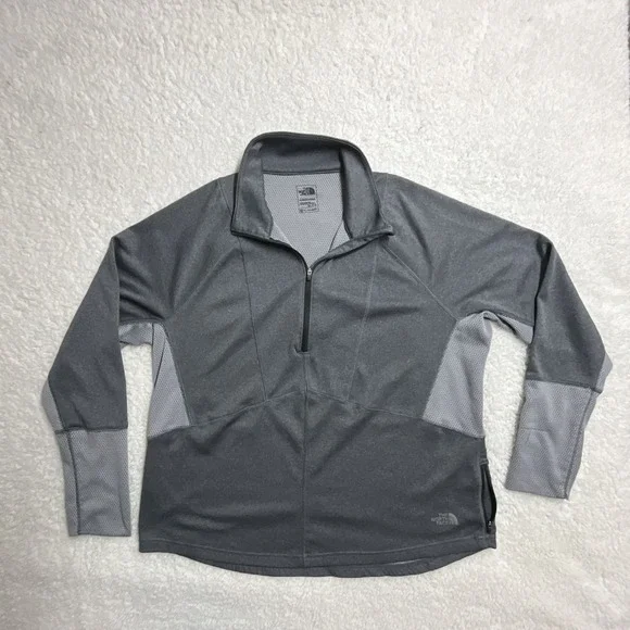 The North Face FlashDry 1/4 Zip Mock Neck Pullover Gray Long Sleeve Men's XL